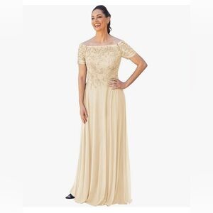 New Lace Chiffon wedding dress champagne off shoulder prom dress